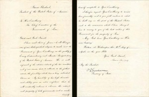 Grover Cleveland signed 2 page Letter